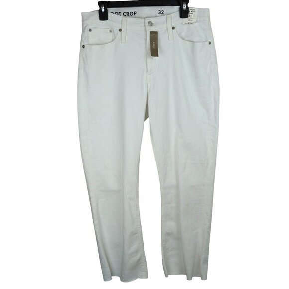 NWT J.Crew Womens Billie Demi Boot Crop Jeans Size‎ 32 White Stretch Denim - Picture 1 of 9